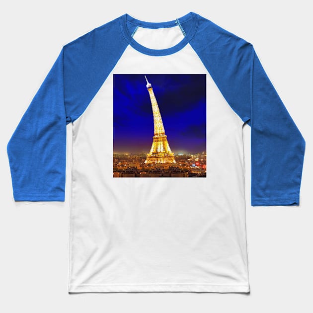 Bent Eiffel Tower Baseball T-Shirt by Tomorrowland Arcade